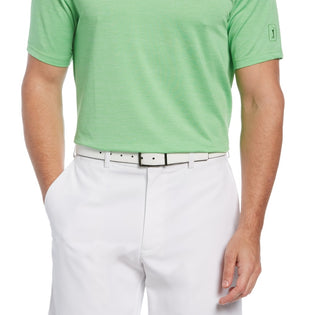 Camisa polo de golfe com textura de tinta espacial masculina PGA Tour, verde, tamanho pequeno
