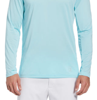 Camisa de golfe masculina com proteção solar e mídia mista PGA Tour, azul, tamanho grande