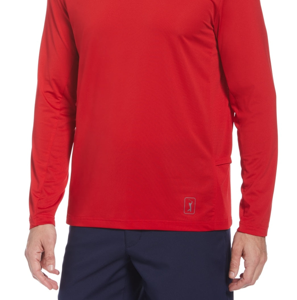 Camisa de golfe masculina com proteção solar e mídia mista PGA Tour, vermelha, tamanho XX-G