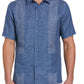 Camisa listrada tingida com fio Guayabera masculina Cubavera tamanho grande