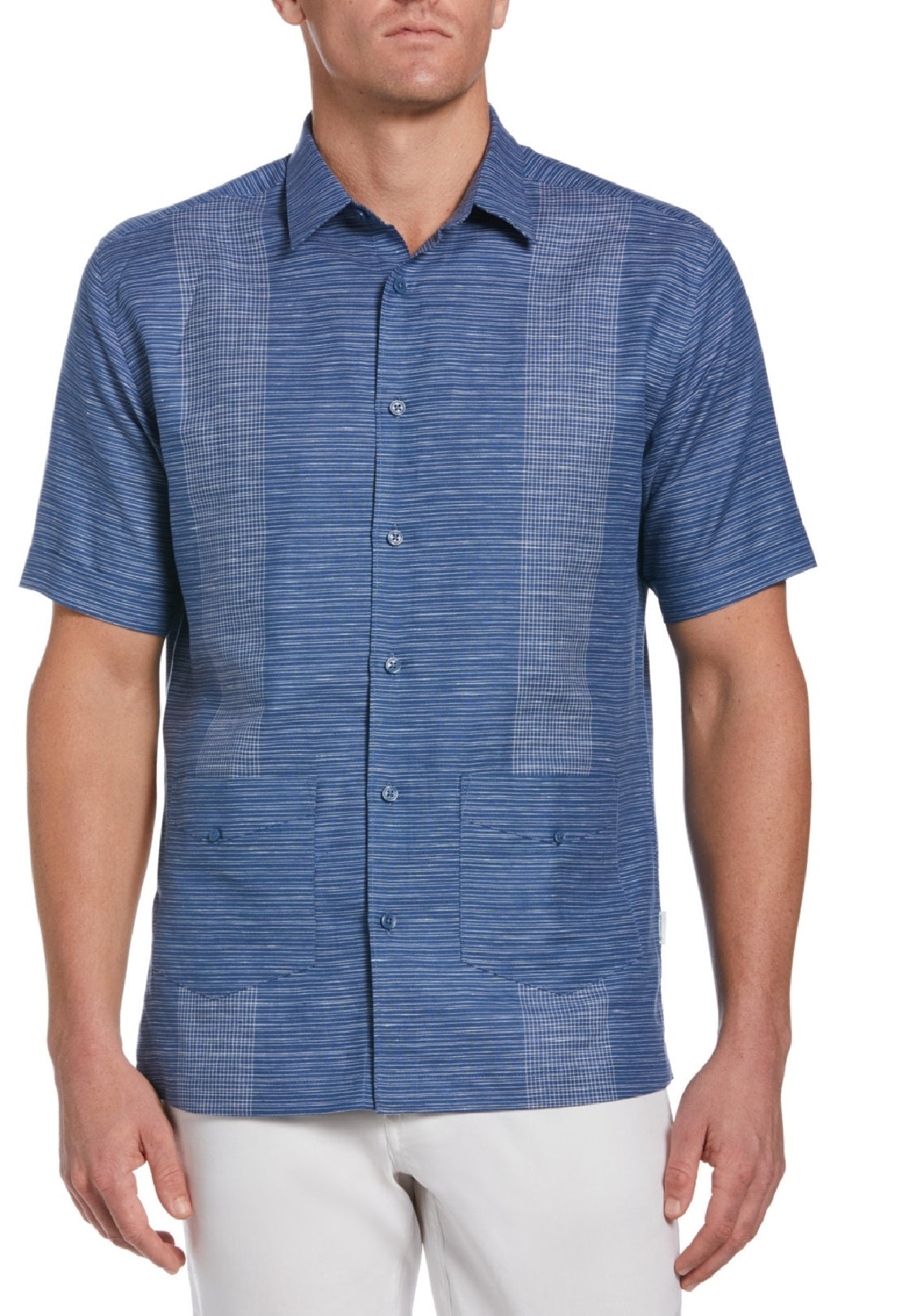 Camisa listrada tingida com fio Guayabera masculina Cubavera tamanho grande