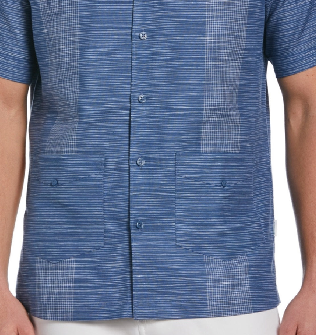 Camisa listrada tingida com fio Guayabera masculina Cubavera tamanho grande