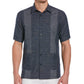 Camisa listrada tingida com fio Guayabera masculina Cubavera, tamanho médio, azul