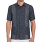 Vestido camisa de manga curta com listras guayabera e mistura de linho masculino Cubavera, tamanho grande, azul