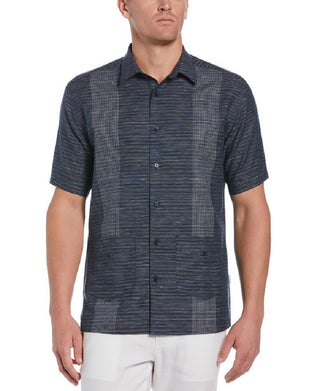 Cubavera Men's Linen Blend Yarn Dye Stripe Guayabera Short Sleeve Shirt Dress Blue Size Large