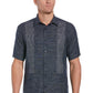 Vestido camisa de manga curta com listras guayabera e mistura de linho masculino Cubavera, tamanho grande, azul