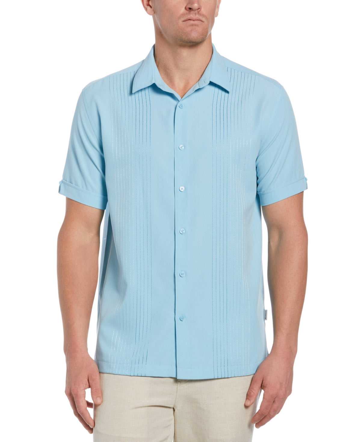 Camisa listrada ombré masculina Cubavera azul tamanho médio