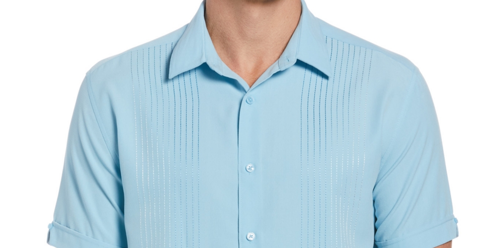 Camisa listrada ombré masculina Cubavera azul tamanho médio