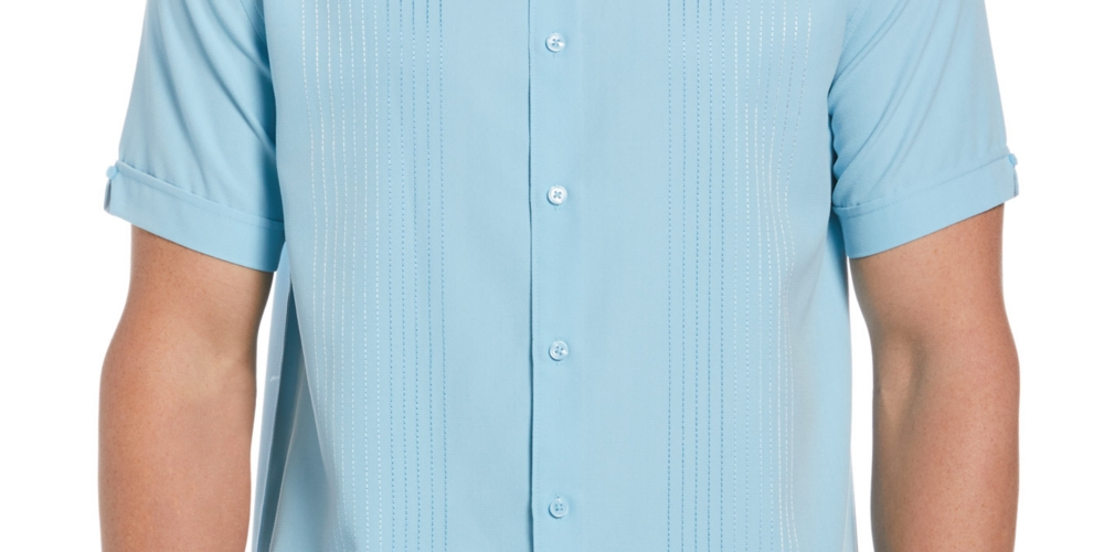 Camisa listrada ombré masculina Cubavera azul tamanho médio