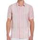 Camisa masculina com painel combinado tropical Cubavera rosa tamanho pequeno