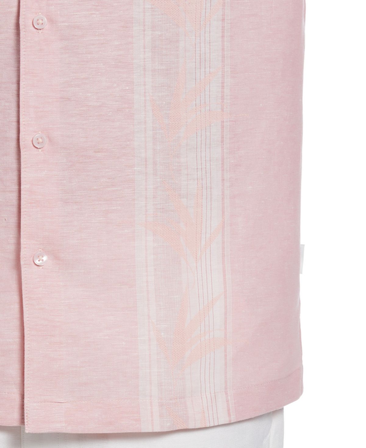 Camisa masculina com painel combinado tropical Cubavera rosa tamanho pequeno