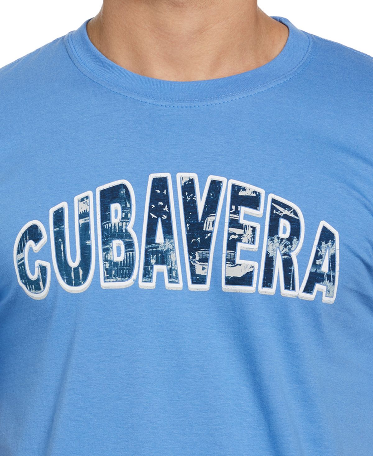 Camiseta masculina estampada Havana Cubavera, azul, tamanho grande