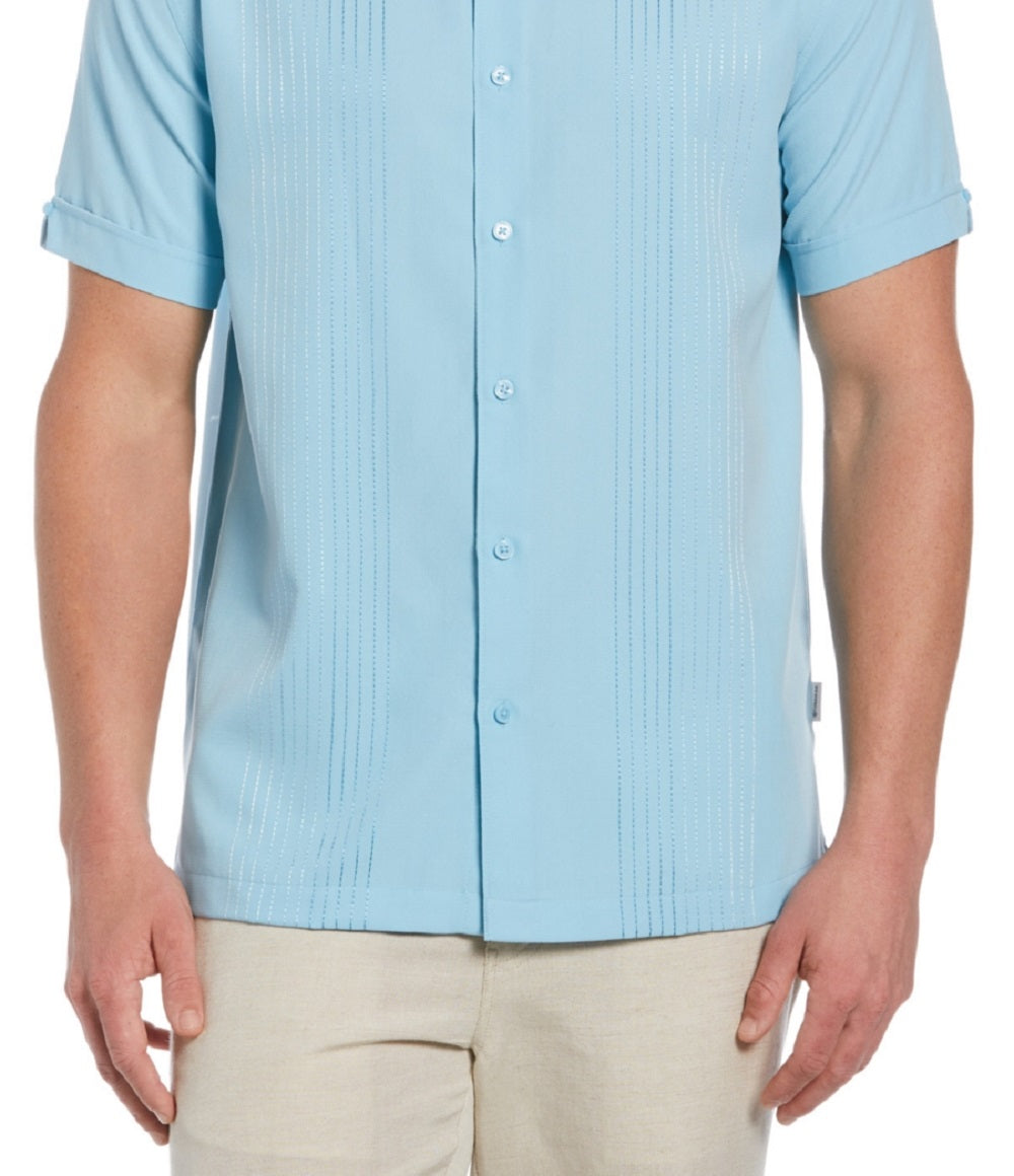 Camisa listrada texturizada grande e alta masculina Cubavera, azul, tamanho XXXX-G