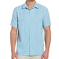 Camisa listrada texturizada grande e alta masculina Cubavera, azul, tamanho XXXX-G