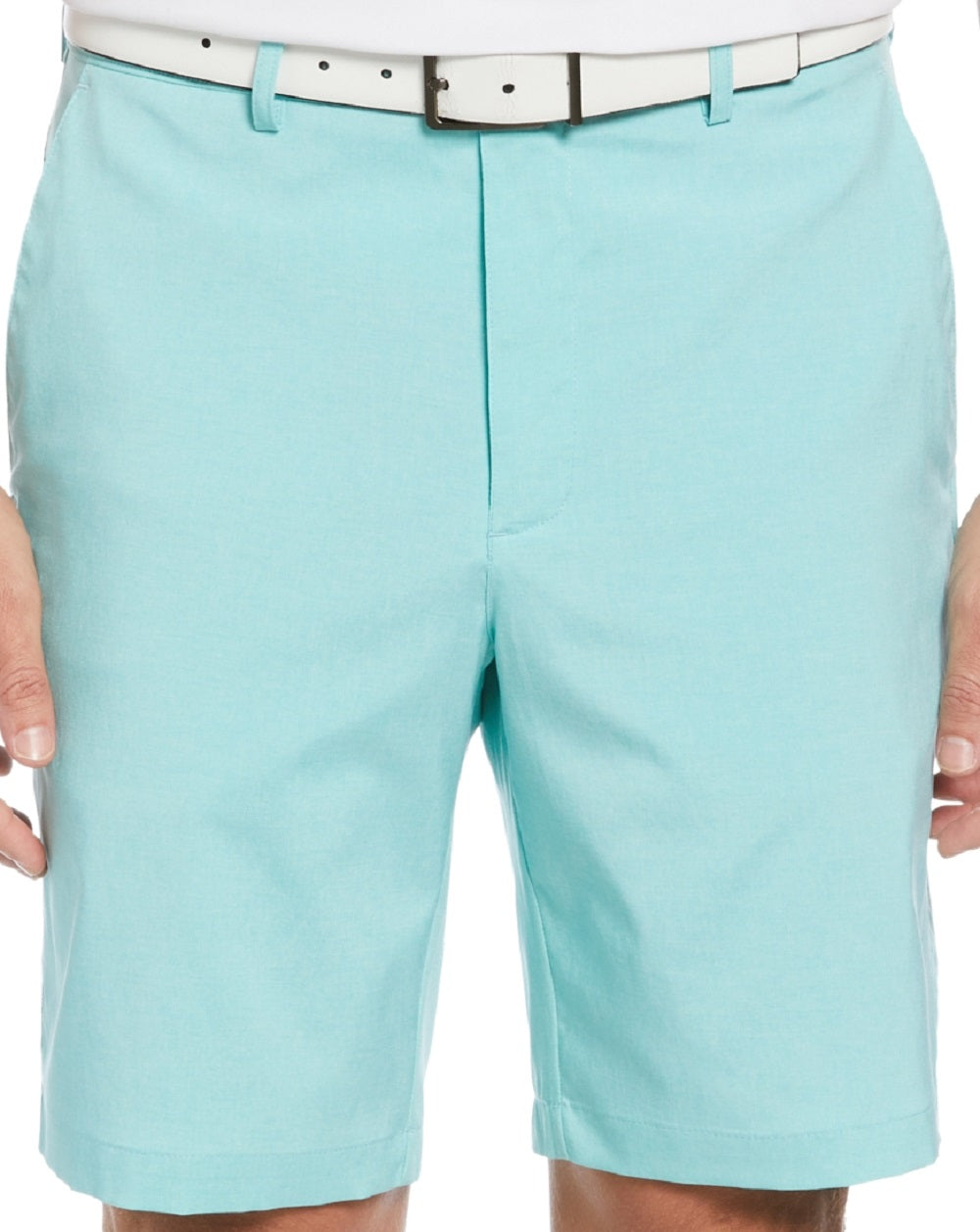 Shorts de golfe masculino mesclado com frente lisa PGA Tour, azul, tamanho 34
