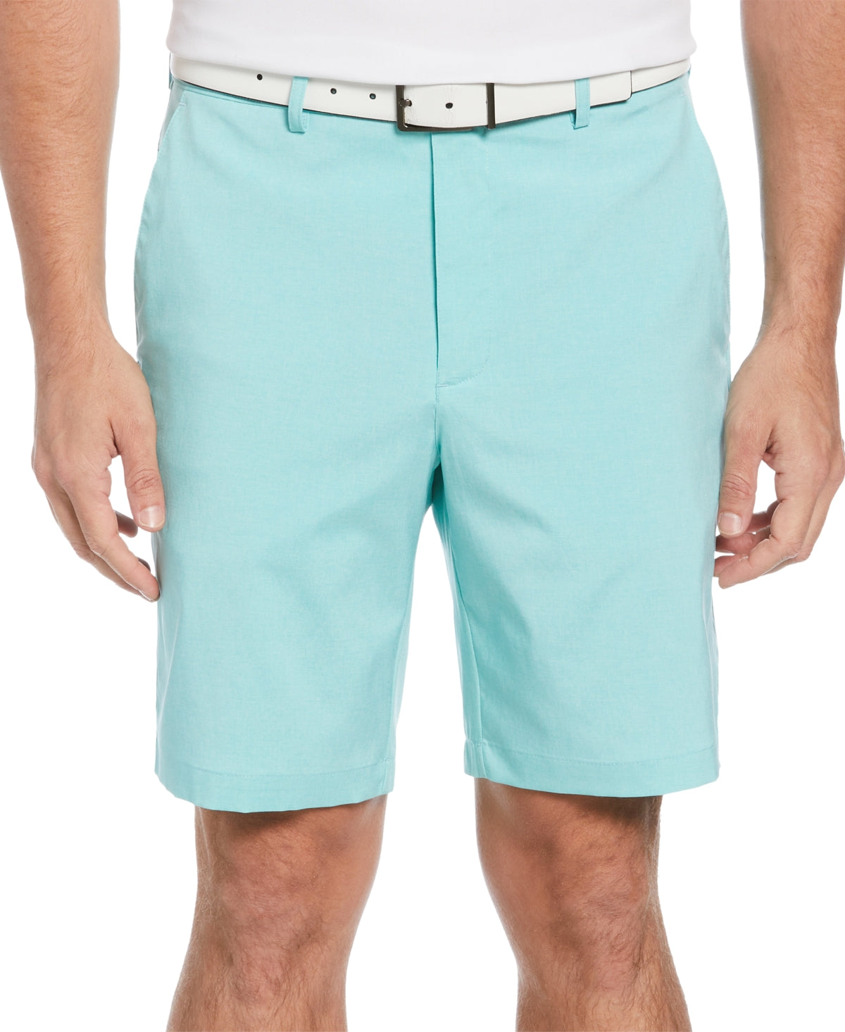 Shorts de golfe masculino mesclado com frente lisa PGA Tour, azul, tamanho 38