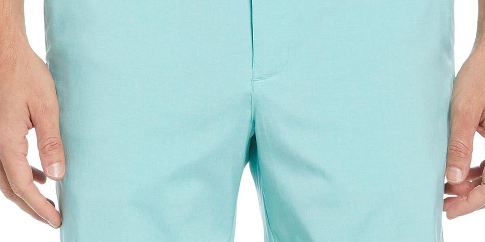 Shorts de golfe masculino mesclado com frente lisa PGA Tour, azul, tamanho 42