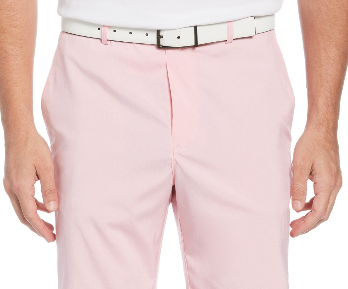 Shorts de golfe masculino mesclado com frente lisa PGA Tour rosa tamanho 34