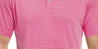 Polo de golfe listrado com alimentação única PGA TOUR masculino rosa tamanho grande