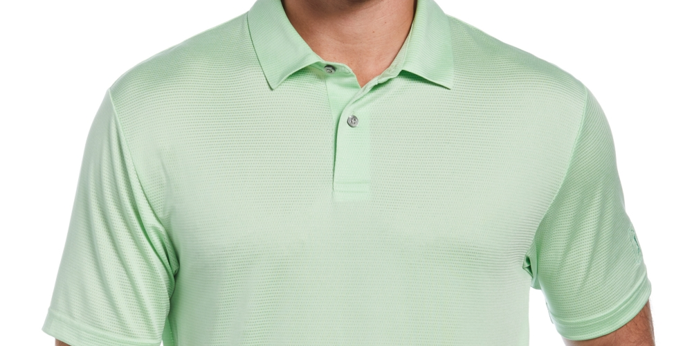 Camisa polo de golfe com textura de tinta espacial masculina PGA Tour, verde, tamanho extragrande