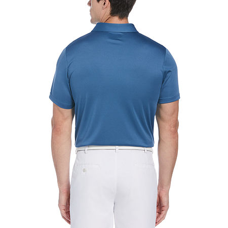 Polo de golfe listrado no peito masculino PGA Tour, azul, tamanho grande