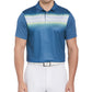 Polo de golfe listrado no peito masculino PGA Tour, azul, tamanho grande