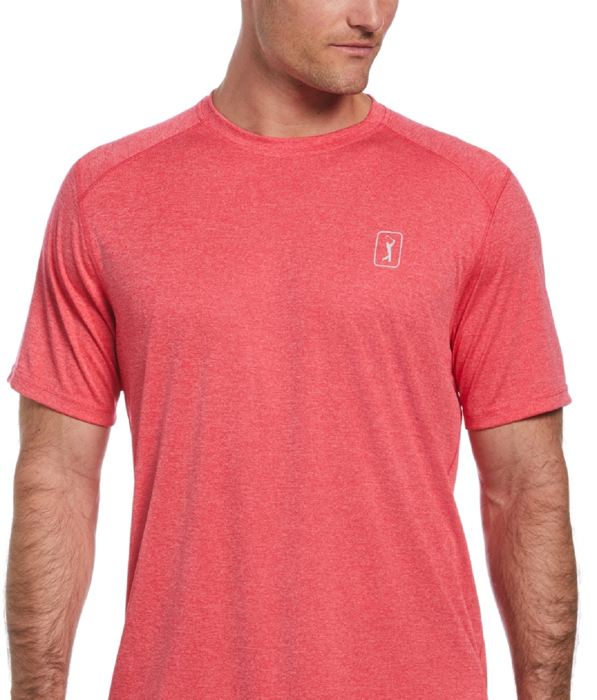 Camiseta de golfe masculina PGA Tour Performance rosa tamanho médio