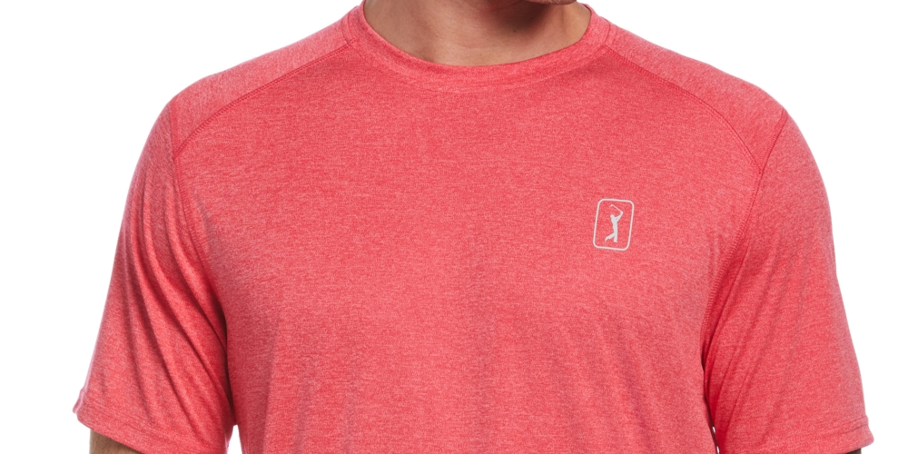 Camiseta de golfe masculina PGA Tour Performance rosa tamanho extragrande