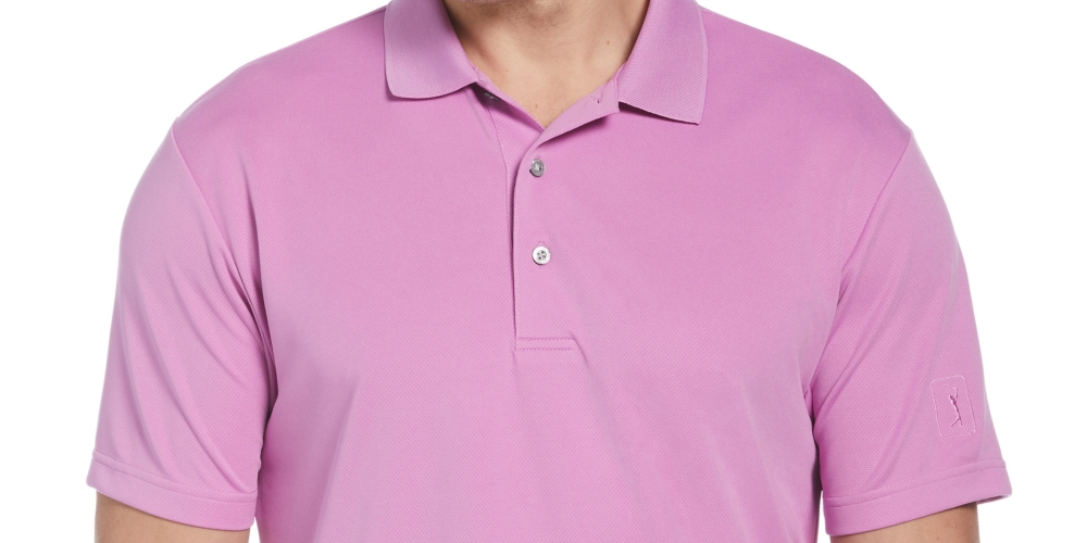 Polo de golfe AirFlux masculino PGA Tour rosa tamanho extragrande