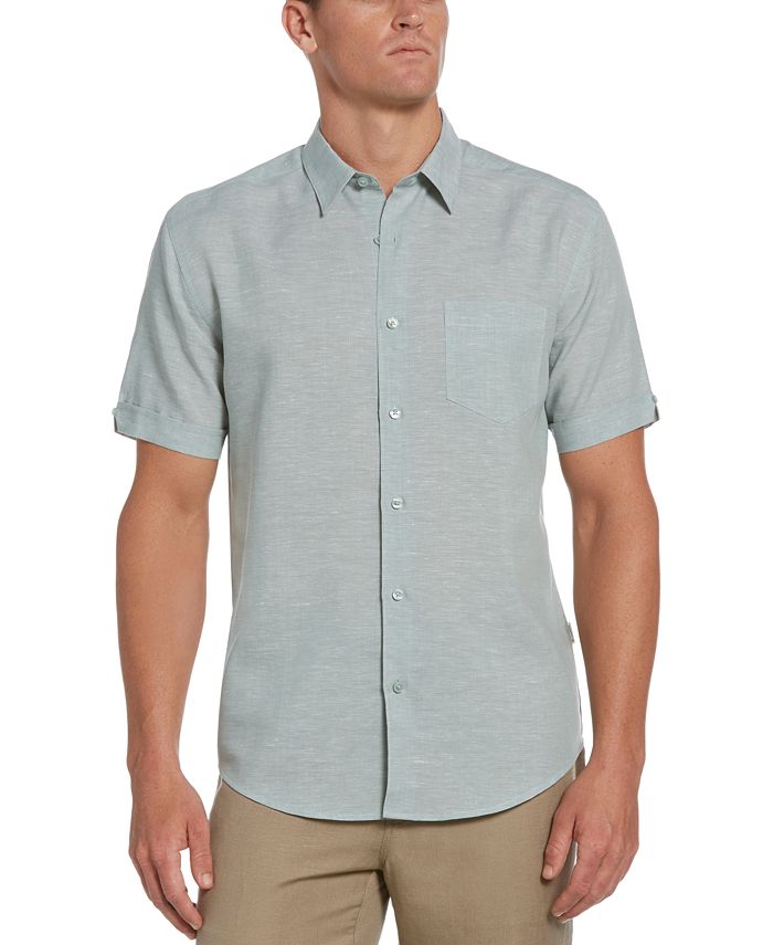 Camisa de viagem Tanner masculina Cubavera azul tamanho pequeno
