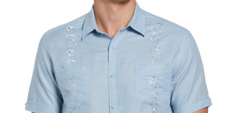Cubavera Men's Guayabera Shirt Blue Size XX-Large