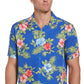 Camisa masculina Cubavera com estampa floral geométrica texturizada, azul, tamanho XX-G