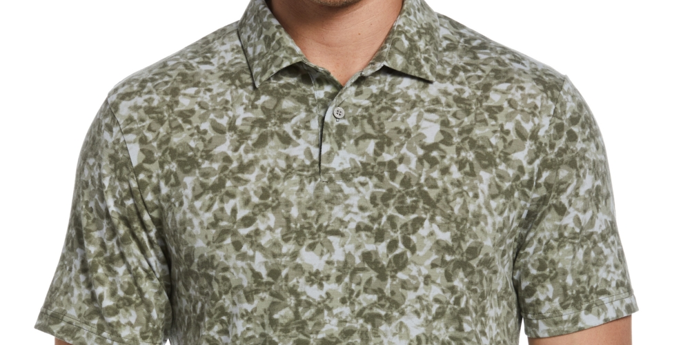 Camisa polo de golfe masculina com estampa camuflada floral distorcida e manga curta, tamanho XX-G, verde, PGA Tour