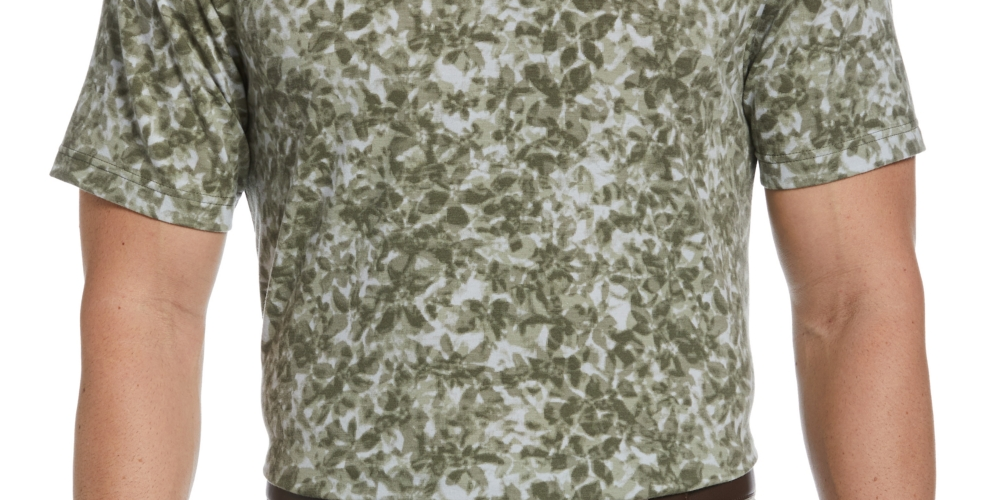 Camisa polo de golfe masculina com estampa camuflada floral distorcida e manga curta, tamanho XX-G, verde, PGA Tour
