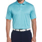 Camisa polo de golfe com textura de tinta espacial masculina PGA Tour, azul, tamanho médio