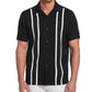 Camisa masculina de manga curta com painel contrastante Cubavera, preta, tamanho X-G