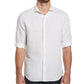 Camisa masculina Cubavera de linho trançado com botões, branca, tamanho XX-G