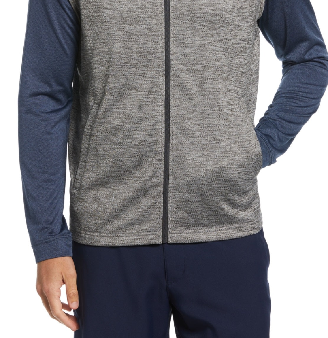 Colete de golfe masculino de lã com zíper e textura abstrata PGA Tour, cinza, tamanho extragrande