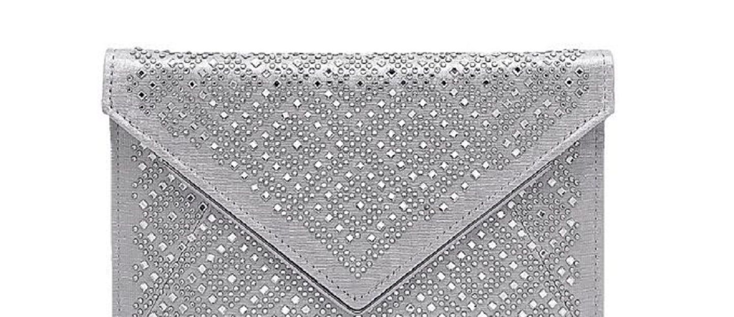 Bolsa Envelope La Regale Feminina Alina Diamond Crystal Cinza Tamanho Regular