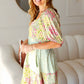Haptics - Happy Trails Sage Floral Color Block Square Neck Dress