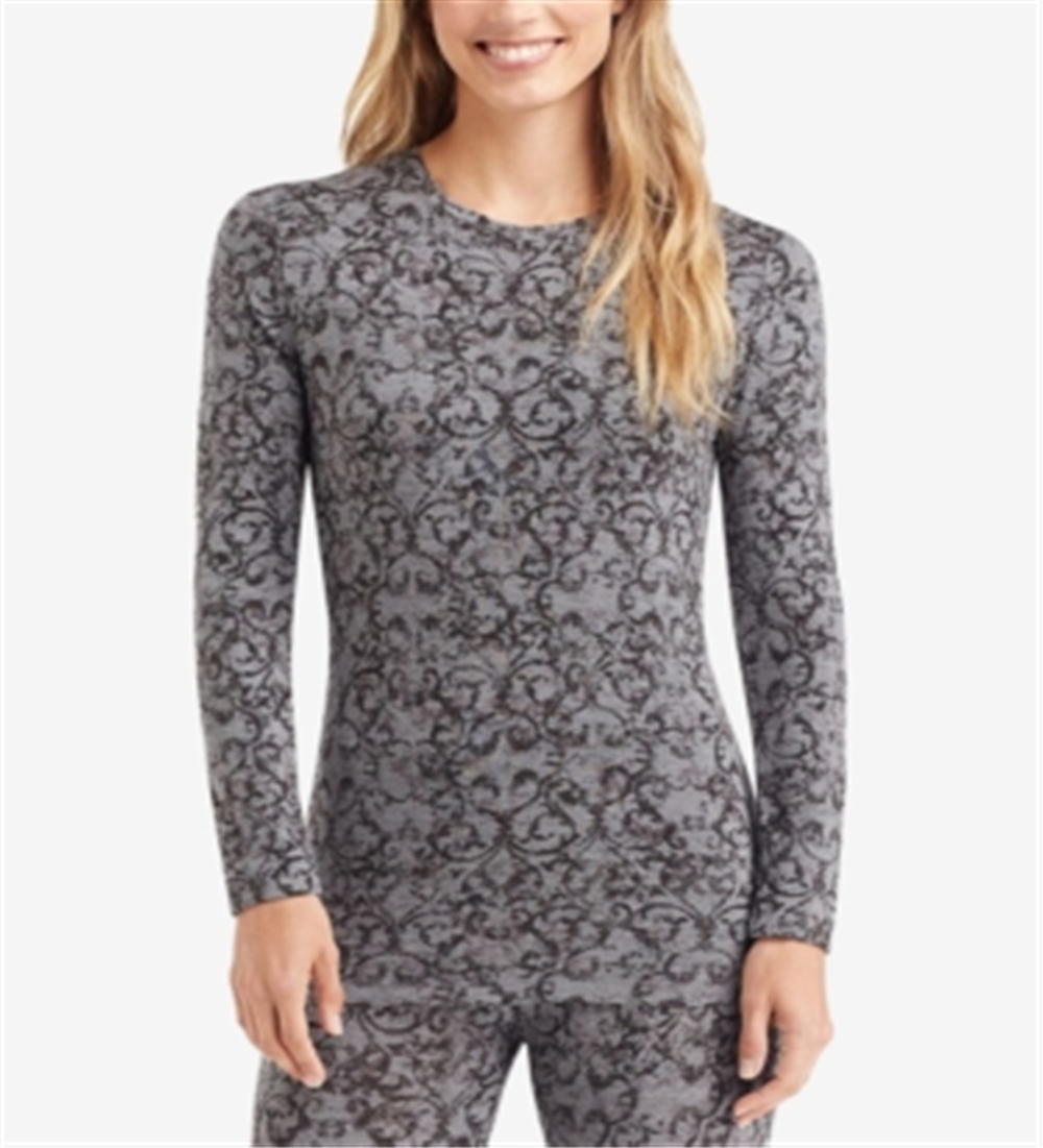 Camisa feminina Cuddl Duds Softwear Stretch de manga comprida, preta, tamanho M