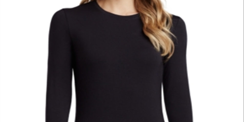 Cuddl Duds Softwear Feminino Manga Longa Gola Redonda Top Preto Tamanho X-S