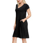 Vestido rodado feminino Ink+Ivy com bolsos, preto, tamanho médio