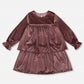 Deux Par Deux - Pleated Metallic Dress with Frills