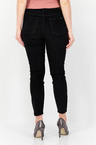 7 For All Mankind - Calça jeans skinny de veludo metálico com cintura alta