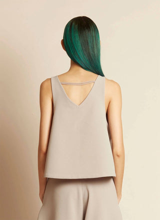 Kaarem - Fennel Sleeveless Back V Cropped Top