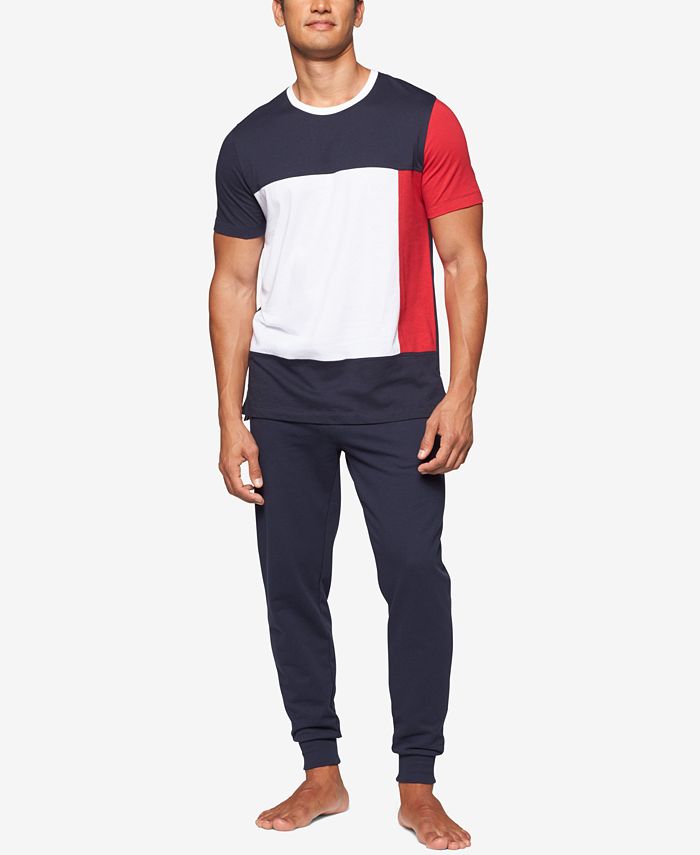 Camiseta Tommy Hilfiger Masculina Modern Essentials Colorblocked Algodão Azul Tamanho Grande