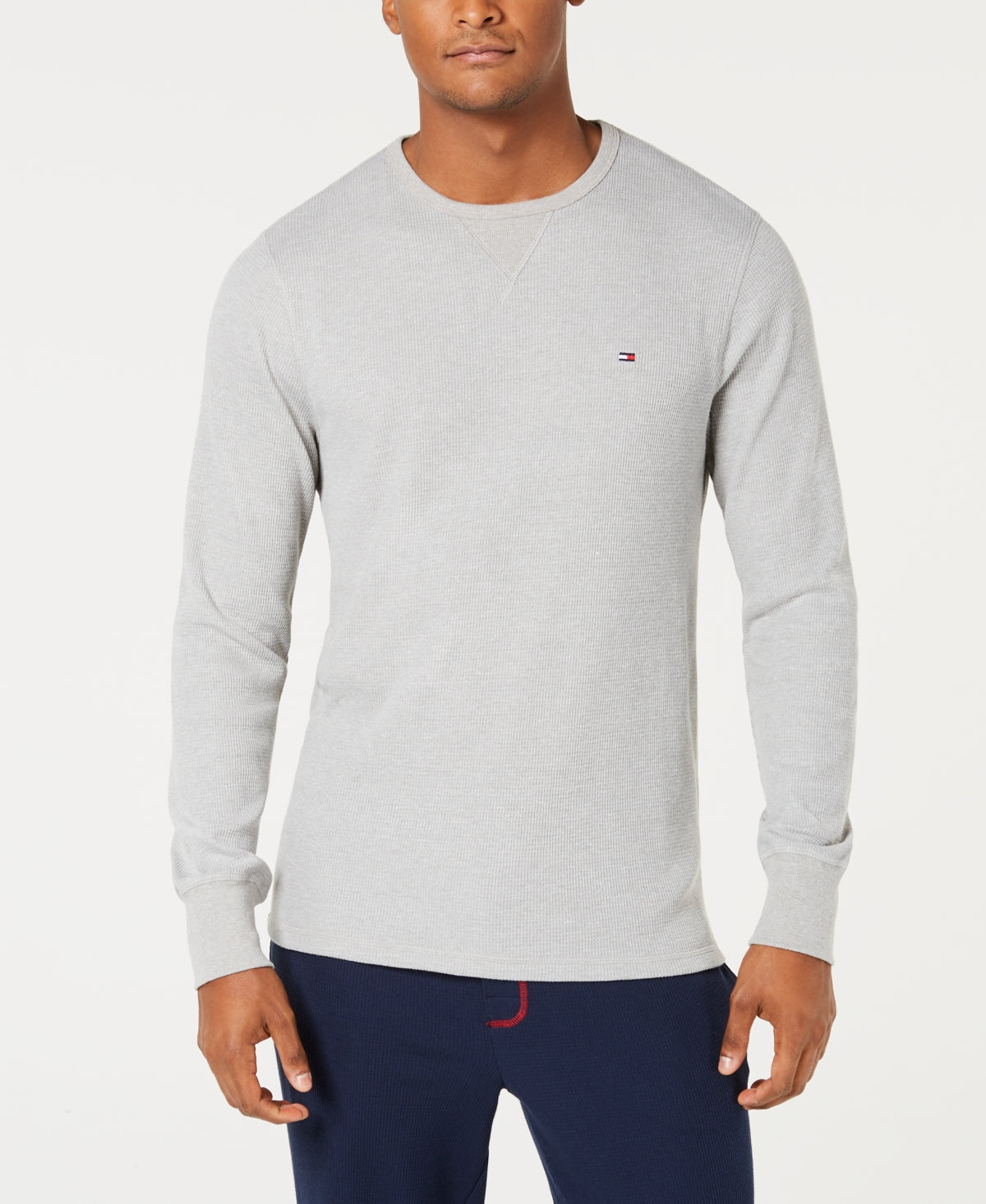 Camisa térmica masculina Tommy Hilfiger manga comprida cinza tamanho grande