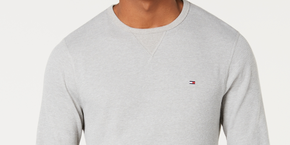 Camisa térmica masculina Tommy Hilfiger manga comprida cinza tamanho grande