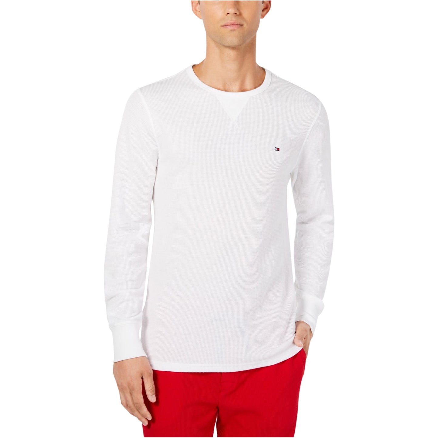 Camisa térmica masculina Tommy Hilfiger manga comprida branca tamanho grande